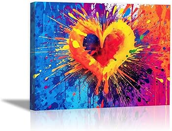 Amazon.co.jp: SHYAMIC 抽象的なカラフルな絵画, 抽象的な心 アート