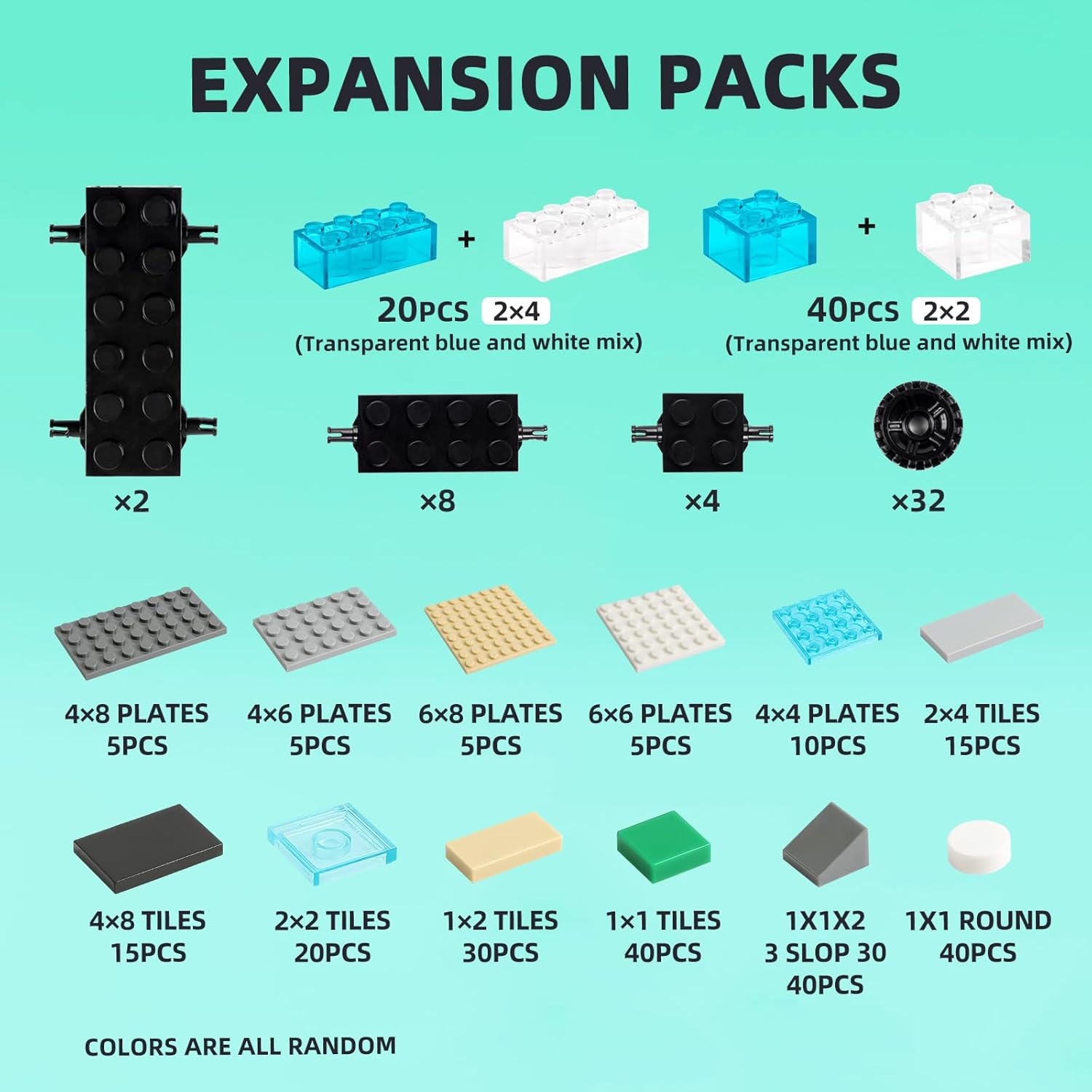 1500 Pieces Building Bricks, Classic Building Bulks with 30PCS Small Flat Plates and 46PCS Wheel Parts and Pieces - Compatible with Lego and Other Brands, 16 Color/18 Size