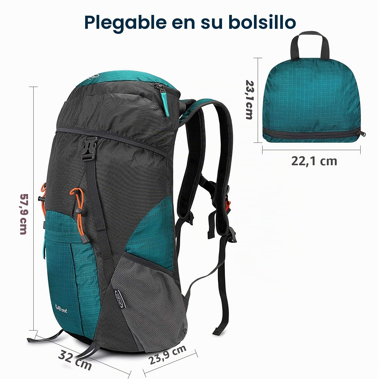 G4Free Mochila de senderismo plegable de 40 L, ultraligera, resistente al agua, para viajes, camping, senderismo, para hombres y mujeres
