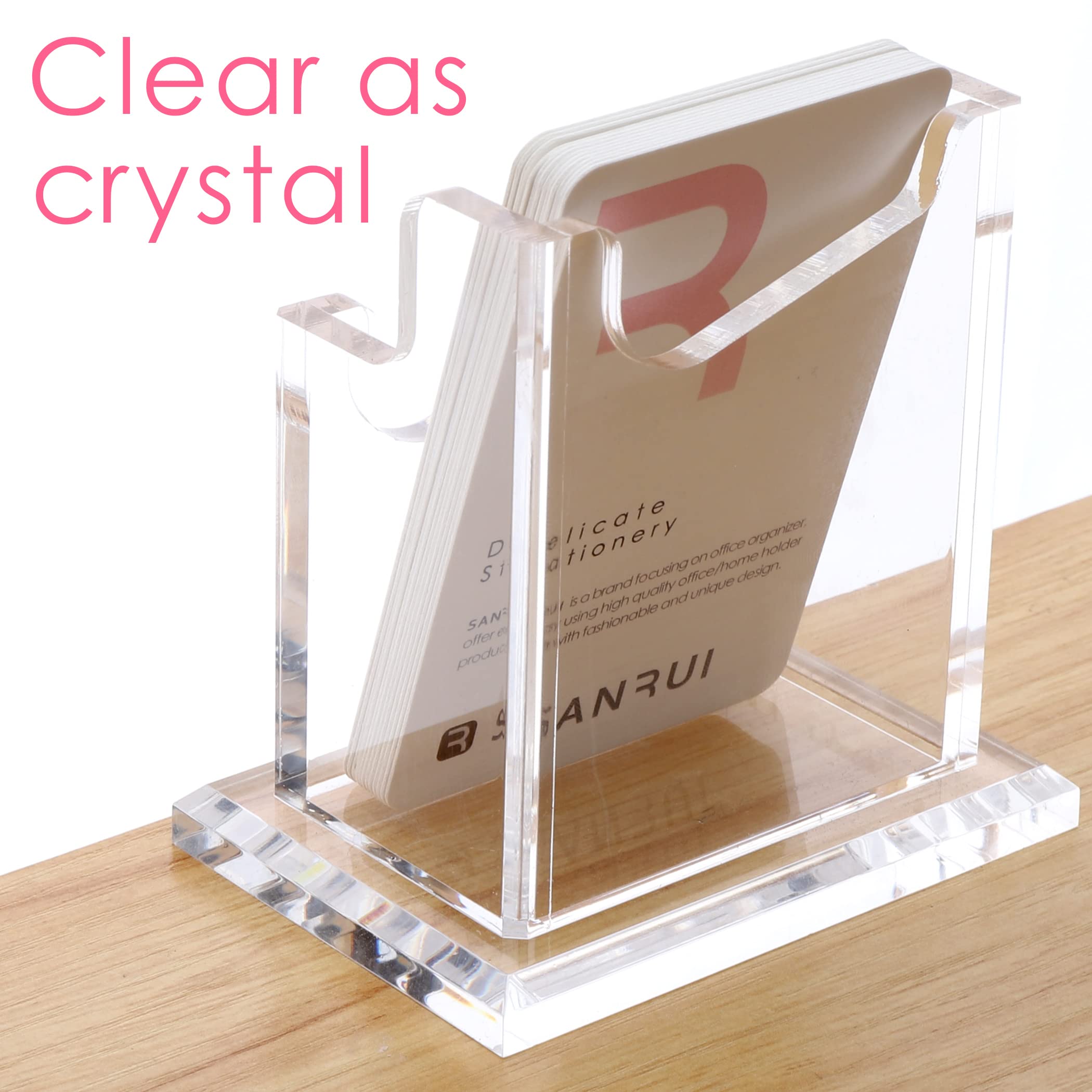 SANRUI Soporte vertical para tarjetas de visita para escritorio, soporte de acrílico transparente para tarjetas de visita, 1 ranura, capacidad para 50-60 tarjetas