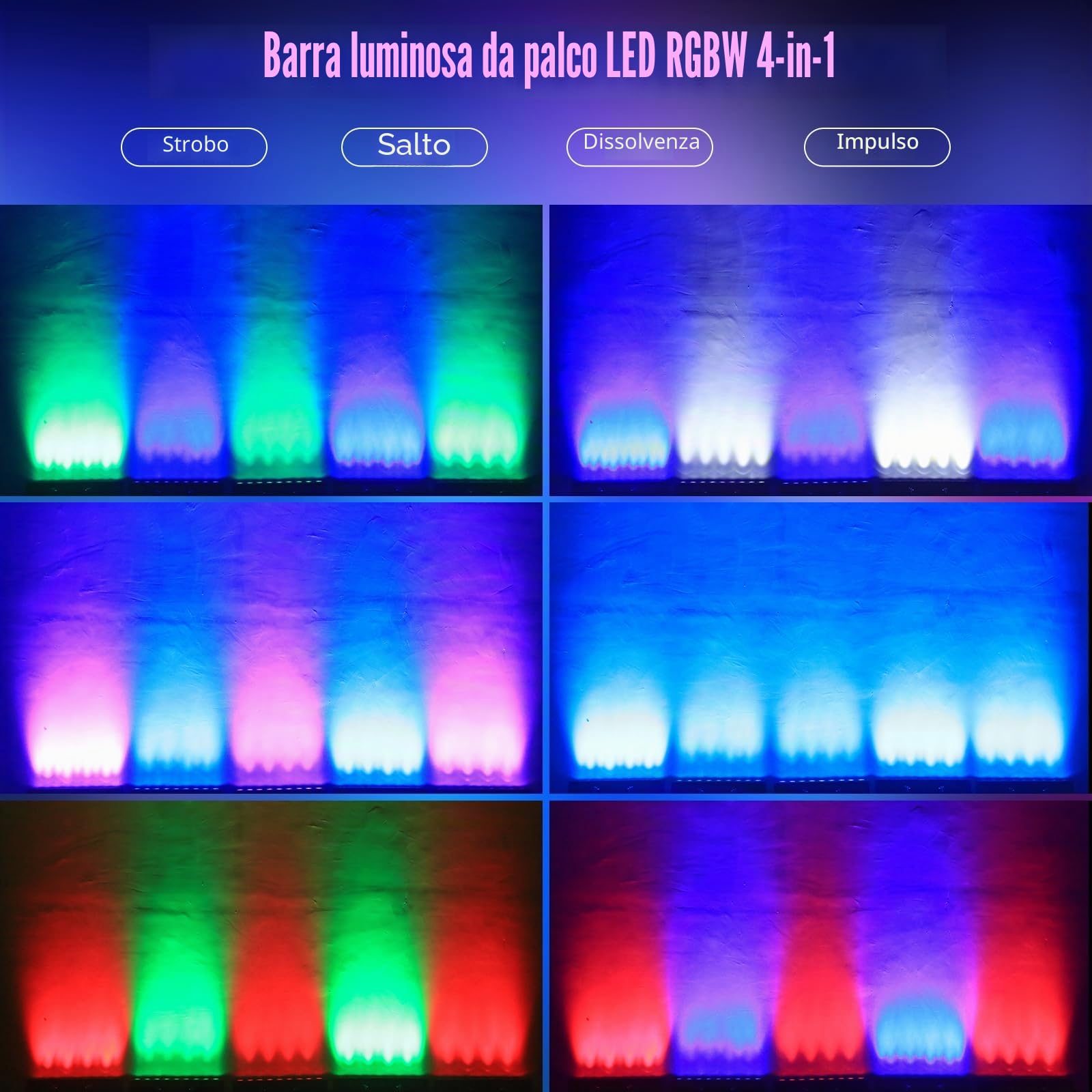 9 RGBW LED Wall Washer Luce da Palcoscenico 60W, Effetto Barra Luminosa Spotlight con Telecomando DMX512 Stroboscopio Luce per Feste per Matrimonio DJ Outdoor Natale