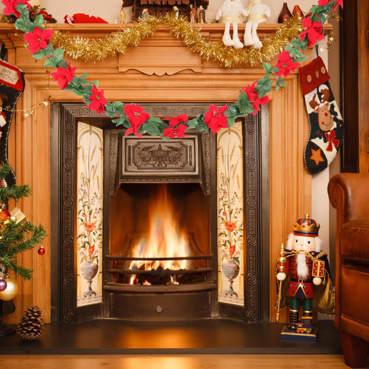 BESPORTBLE Canna di Natale Artificiales para Tavolo Camino Fiori Artificiali per Esterni 1pz Ghirlanda di Natale Ghirlanda di Natale Stella di Natale Ghirlanda Decorativa Prop