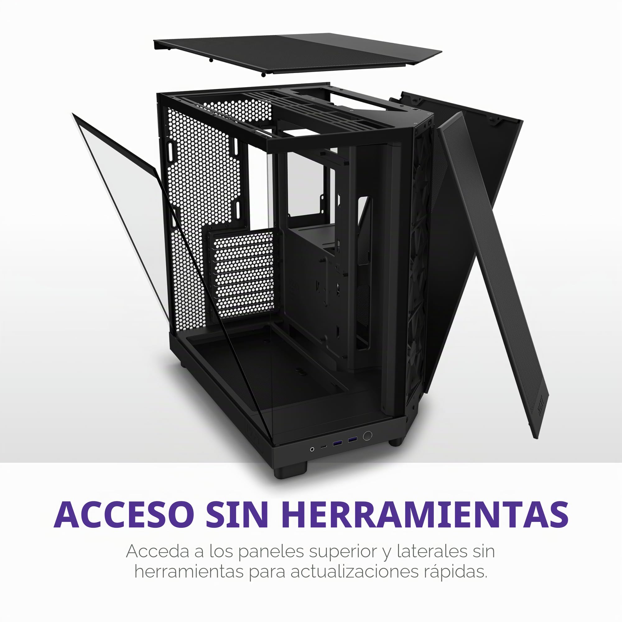NZXT H6 Flow Caja PC Gaming ATX | Mid-Tower de Cámara Dual Compacta | Paneles de ventilación de Alto Rendimiento | Incluye 3 Ventiladores de 120 mm | Color Negro | CC-H61FB-01