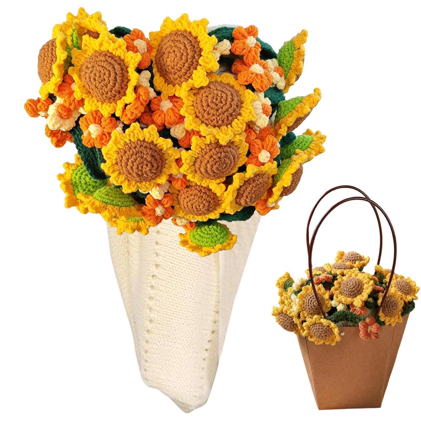 Plaid floral au crochet haut de gamme, couverture bouquet de 80 cm en fil doux
