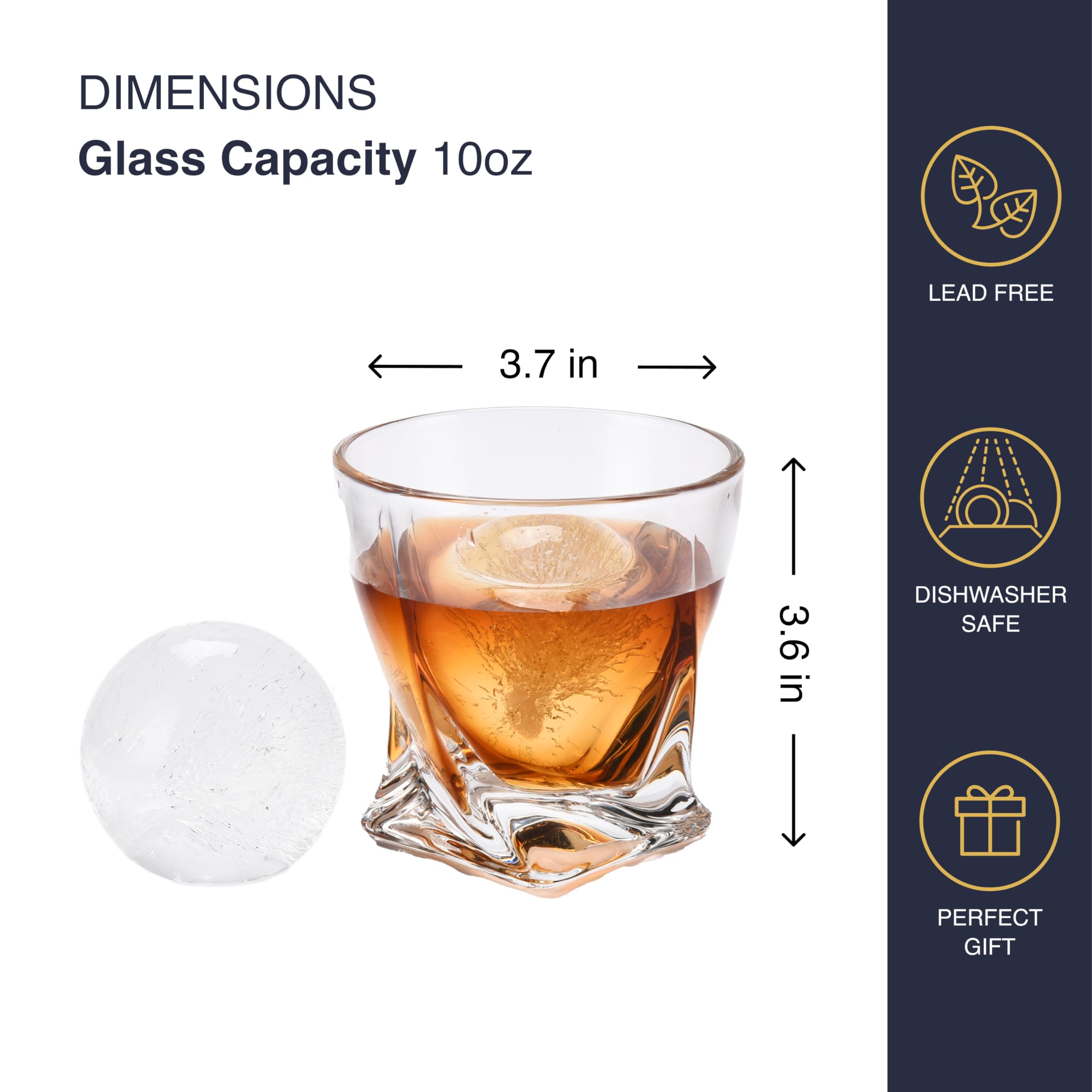 REGAL TRUNK & CO. Ensembles Carafe à whisky | 4 Carré Gravé Gobelets Ensemble carafe et verre à whisky | Carafe en cristal Set Bourbon et Scotch | Livré en boîte-cadeau et