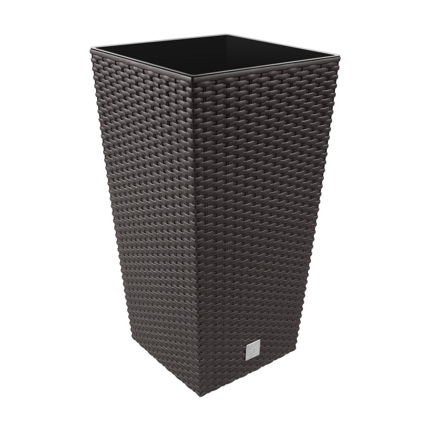 rg-vertrieb Blumenkübel Rato Square 49L Dunkler Ocker – Pflanzkübel Rattan-Optik 61cm Hoch, Blumentopf Quadratisch mit Einsatz, Pflanzgefäß Kunststoff (32,5x32,5 cm)