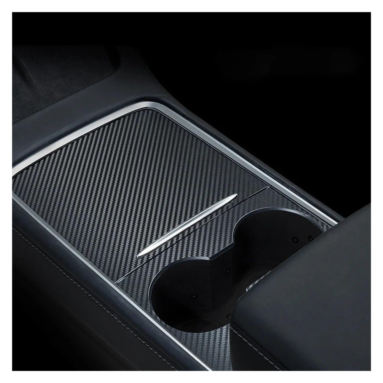 Central Control Trim for Tesla for Model for 3 for Y 2021 2022 2023 Center Console Panel Sticker Wood Grain Film Carbon Central Control Cover(Carbon Color)