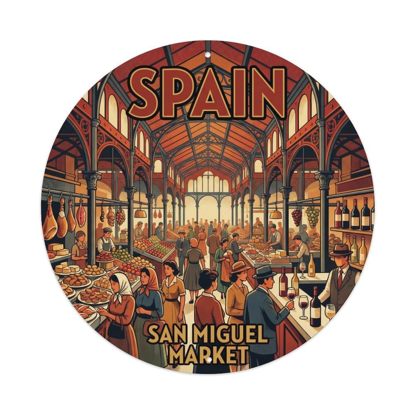 Madrid San Miguel Market Spain Landmark Travel Metal Tin Sign