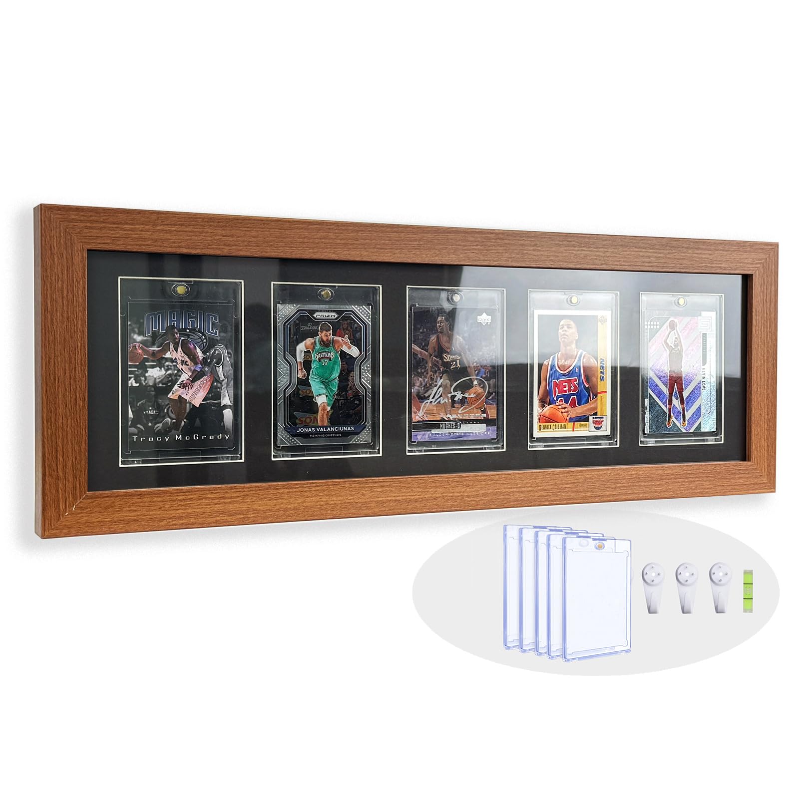 Bivitre Trading Card Display Frame - Wall Mount Sport Card Display Case with UV Protection Magnetic Card Holder for 5 Standard Cards