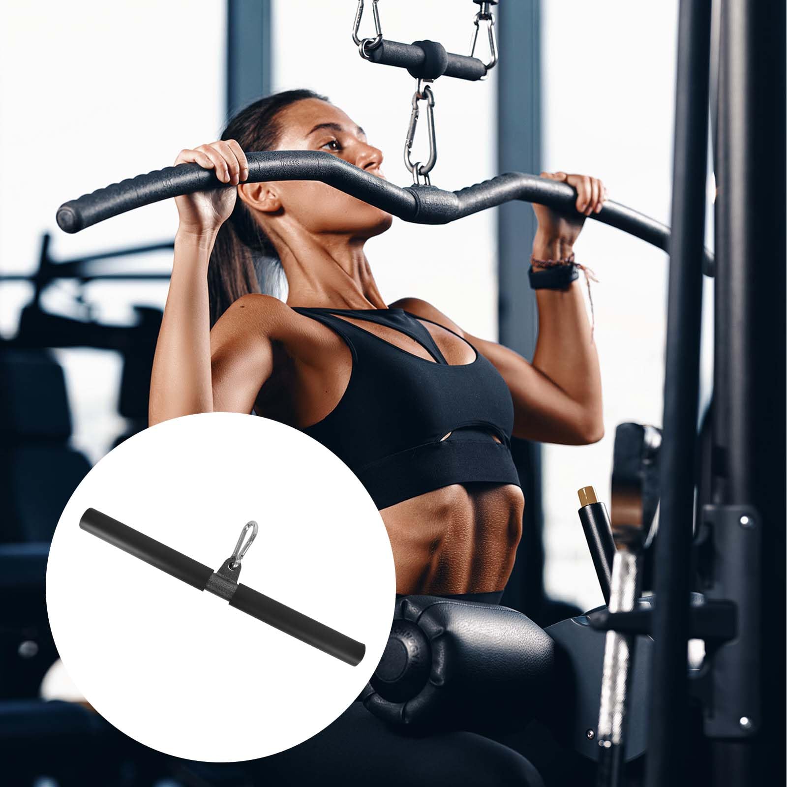 Fitness LAT drążek do ściągania, obrotowy prosty drążek, drążek na biceps i triceps z karabińczykiem, przystawki do maszyn kablowych, trening siłowy mięśni ramion, przystawka do ściągania LAT z