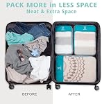 See Through Expandable Compression Packing Cubes, Mesh Travel Packing Cubes for Suitcases, Lightweight Organizers Bag Set for Travel Essentials for Luggage(Teal,6 Set)