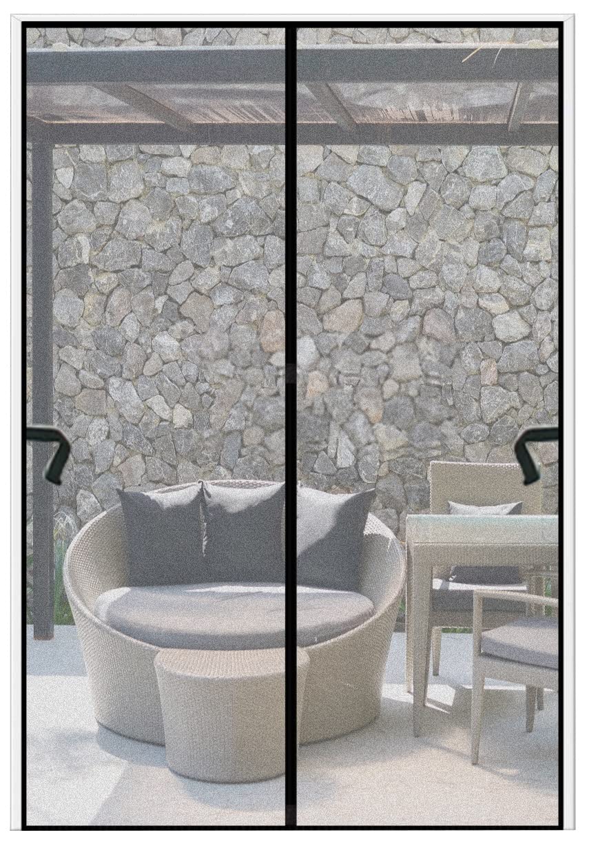 Magnetic Screen Door Fits Door Size 46"x80" Snap on Screen Door Magnets Mesh Screen Curtain Sliding Door Mosquito Door Net with Heavy Duty for Frech Door/Entry Door/Interior Door/Patio Door