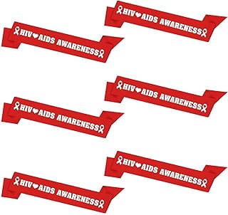 HIV Awareness Sash 6pcs Red Ribbon Sashes For Women Men AIDS Accessories Sash For School Events Campaigns World AIDS Day Awareness Red Ribbon Sashes For Public Activity Support Groups