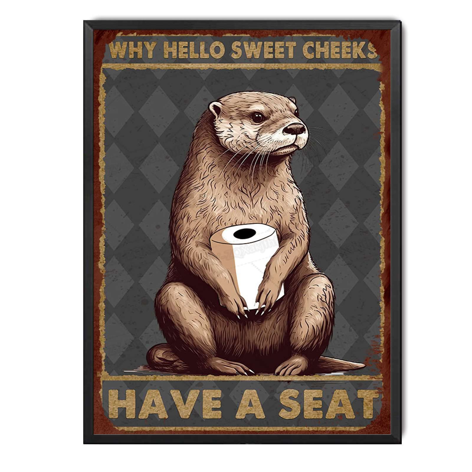 peiyeety Metal Tin Sign Otter Bathroom Inspired Vintage Decorative Wall Plaque, Funny Quote Poster For Home Bedroom Living Room Bar Cafe Farmhouse Indoor Outdoor Wall Decoration, 6x8 Inch
