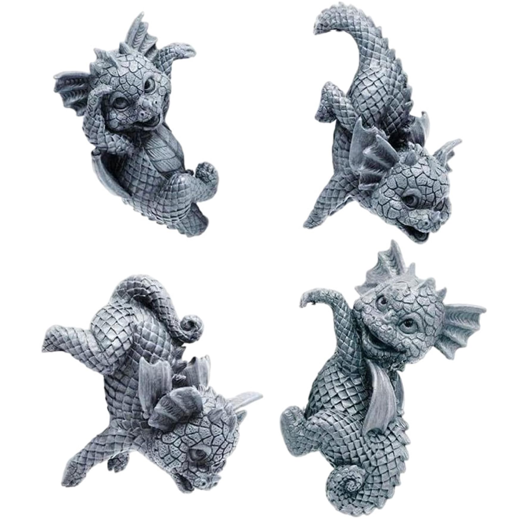 Wedhapy Resin Sculpture Resin Dinosaurs Statue Hanging Cup Model Dragon Animal Garden Figures Decoration 4PCS