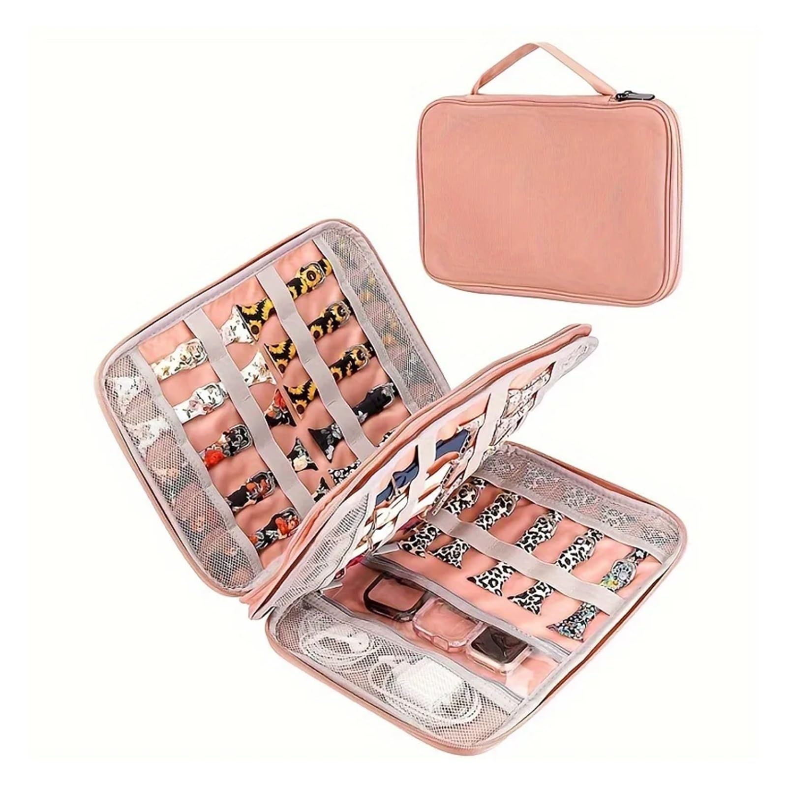 Custodia per orologi Custodia for cinturini for orologi, contiene 35, borsa organizer portatile compatibile con for, cuffie e altri accessori da uomo