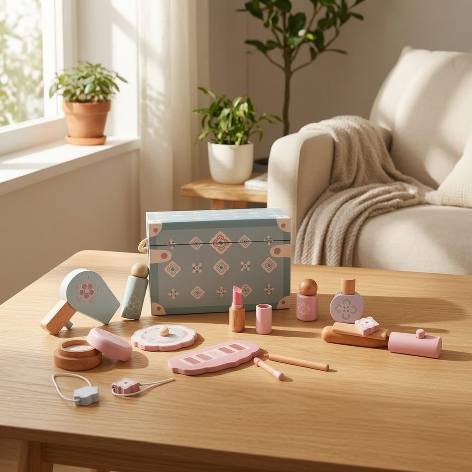 Almencla Juego Maquillaje Creativo Portátil, Didáctico, Set Maquillaje con Accesorios, para Casa, Niños