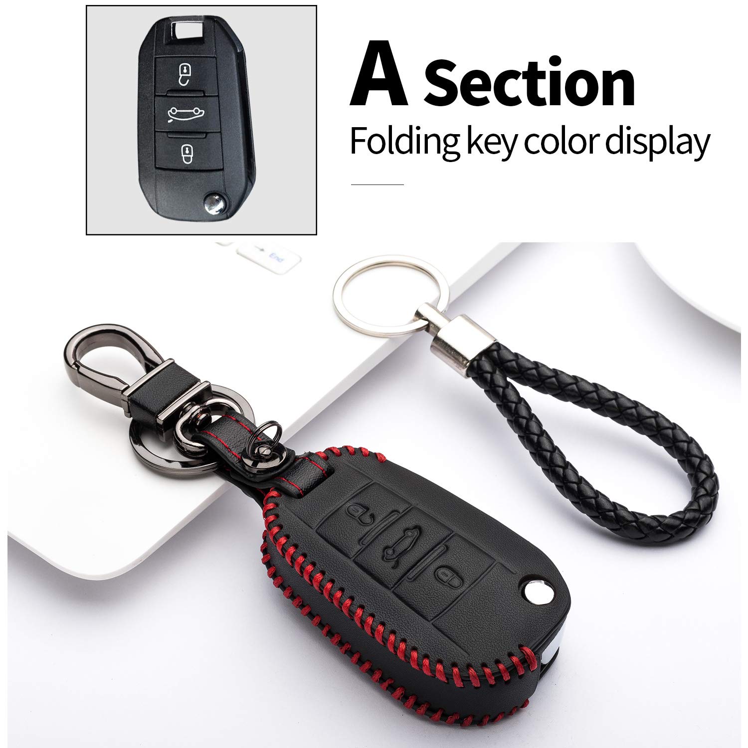 KUNIO Étui De Protection En Cuir Pour Clé De Voiture Peugeot 3008 5008 2008 308 508