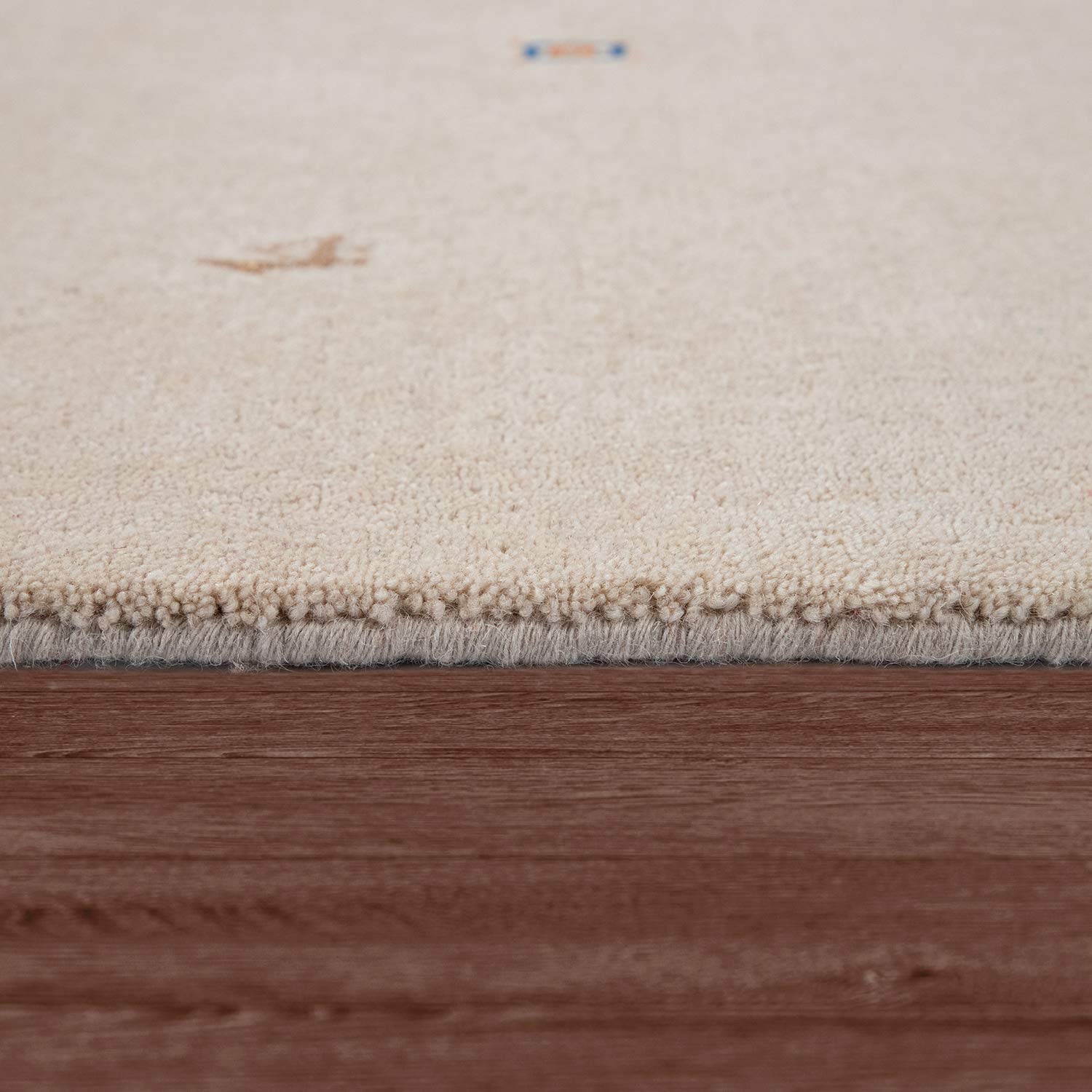 TT Home Tapis de Salon Beige Laine Beige Gabbeh Tissé à la Main Ethno Design Robuste Doux et Doux, Dimension:80x150 cm