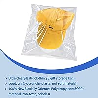 Vista 6 de PigPotParty Bolsas de plástico transparentes de 9" x 12" para camisetas con etiquetas de tamaño de ropa, 100 piezas de bolsas de embalaje de manga