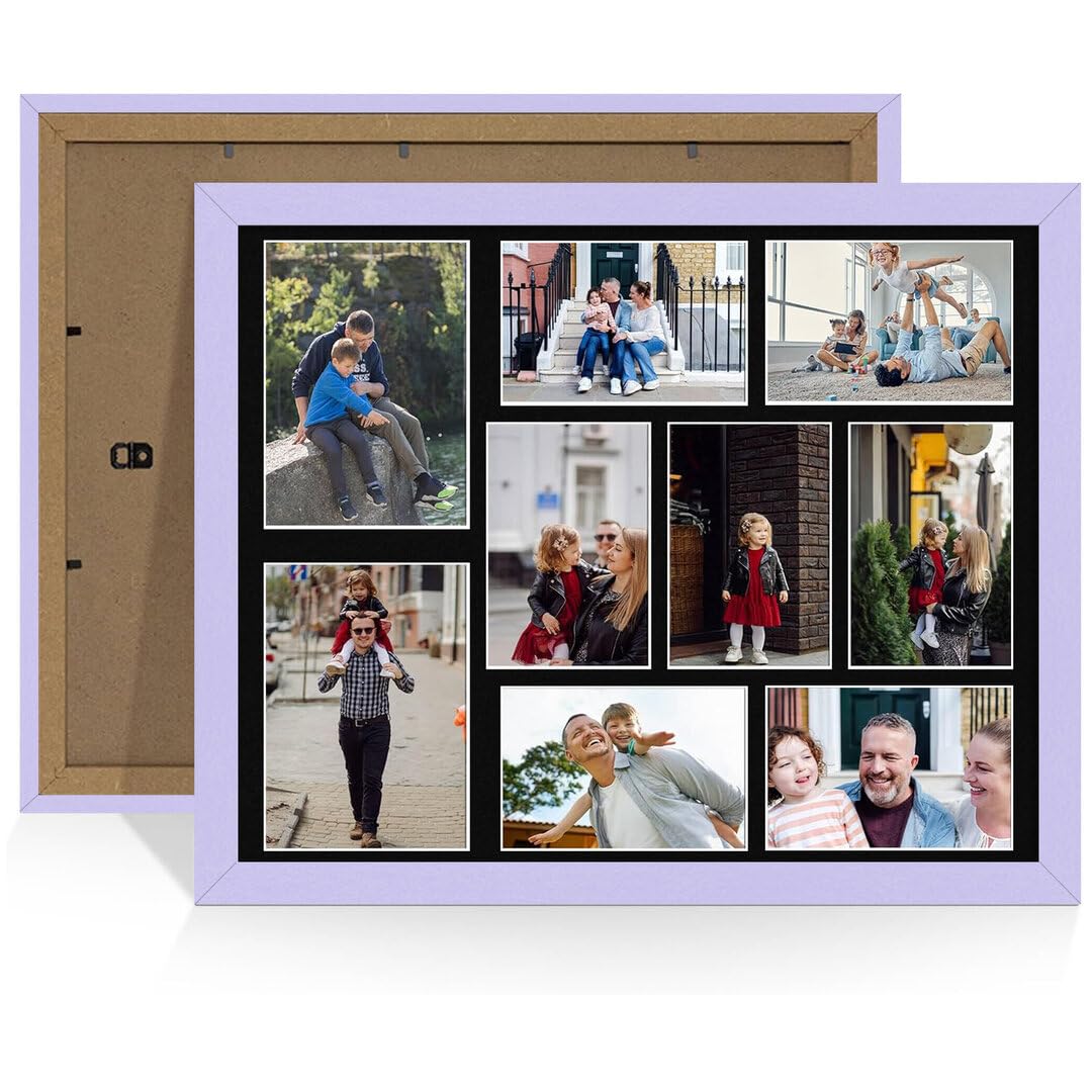 Alison Kingsgate Purple 20x16 Photo frames for multiple pictures -9 Apertures Collage Frame with Black Mount - Holds (2x) 7x5 & (7x) 6x4 Photos - Engineered Wood & Perspex โ image 1