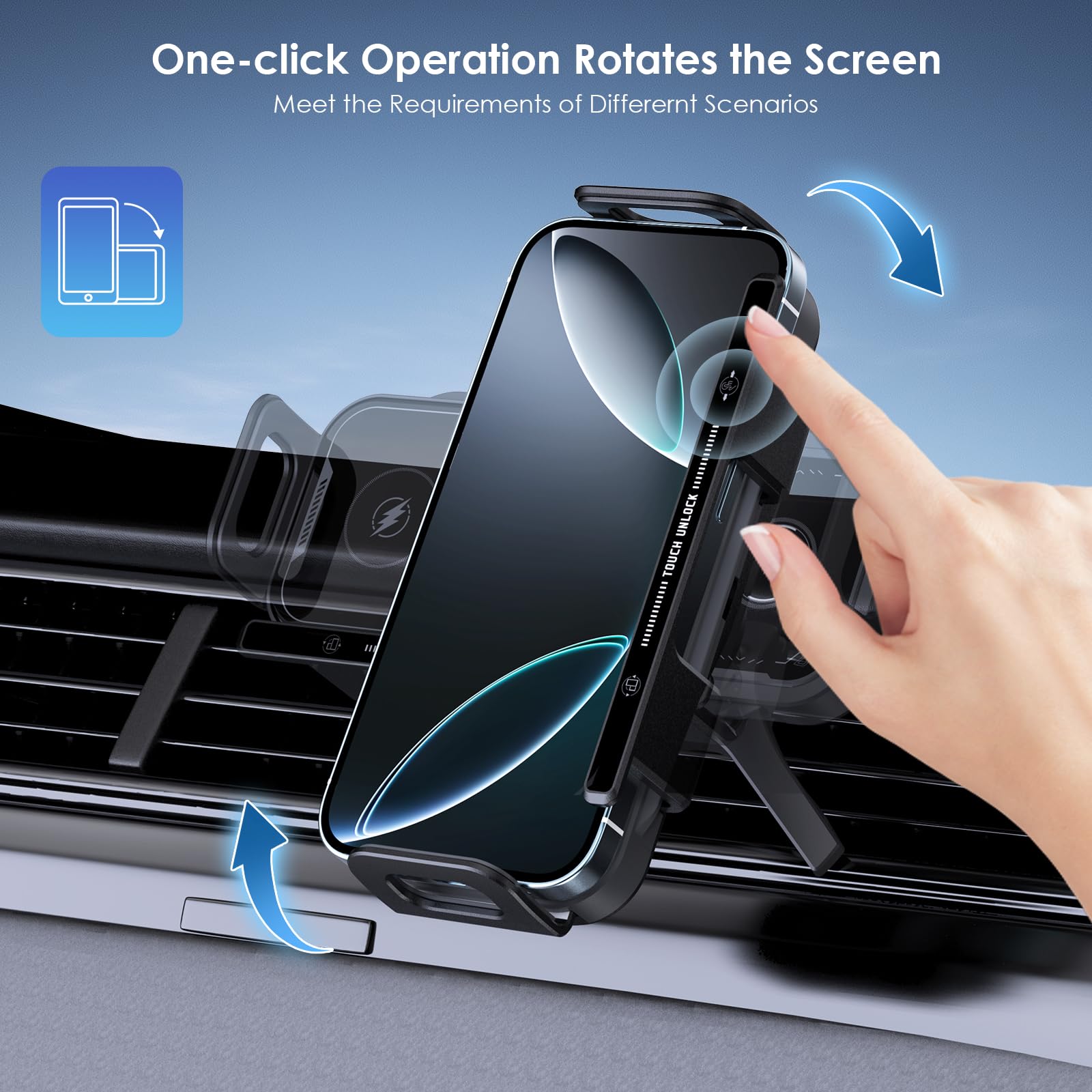 Caricatore Ricarica Wireless Auto 15W, Qi Doppia Bobina Caricabatteria da Auto Senza Fili Supporto Telefono per Bocchette, Porta Ricarica Cellulare per Galaxy Z Fold 7/6/5/4/3 Z Flip 7/6/5/4 iPhone