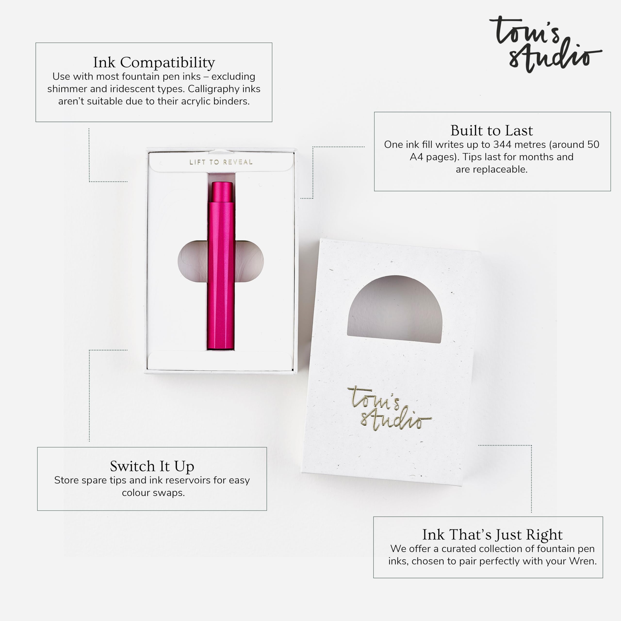 Tom's Studio The Wren - Refillable Everyday Writing Pen (Raspberry) - Image 3