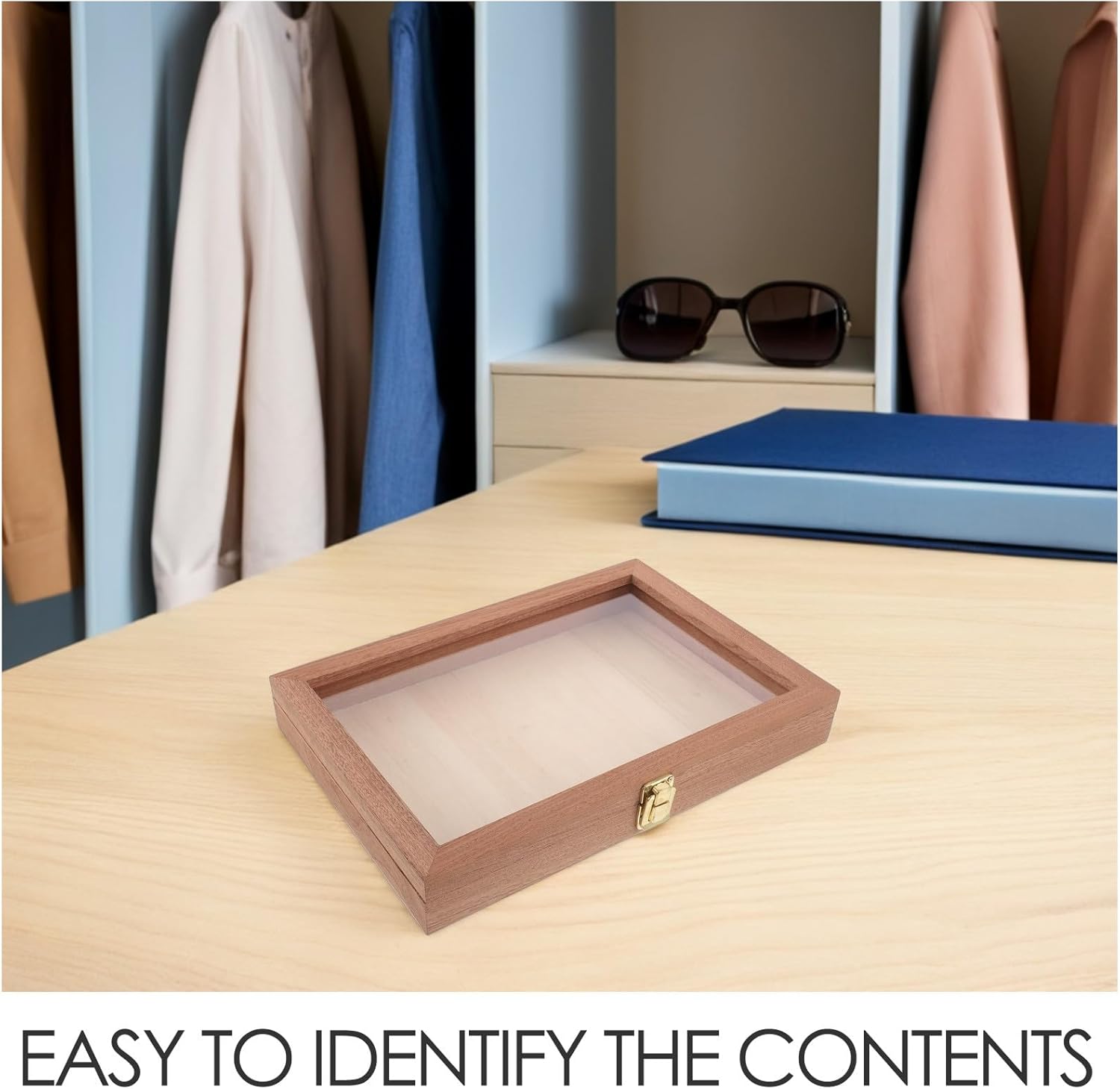 Cabilock Butterfly Display Case: Rectangular Entomology Specimen Box - Wooden Shadow Box with Clear Top - Vintage Insect Preservation for Collections & Home Decor