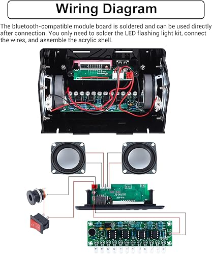 Miniatura 3 de Kit de altavoz compatible con Bluetooth, kit de práctica de soldadura de radio FM para bricolaje, amplificador de sonido USB para el hogar, proyecto