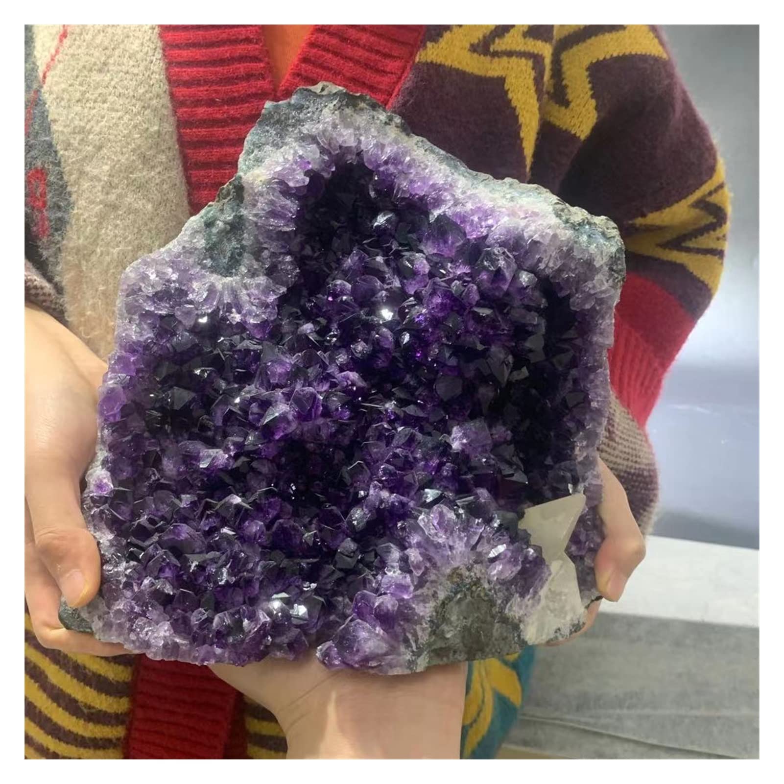 FYUTUR Cristal Natural en Bruto Espécimen de Cristal de racimo de Cuarzo de geoda de Amatista Natural Curación energética
