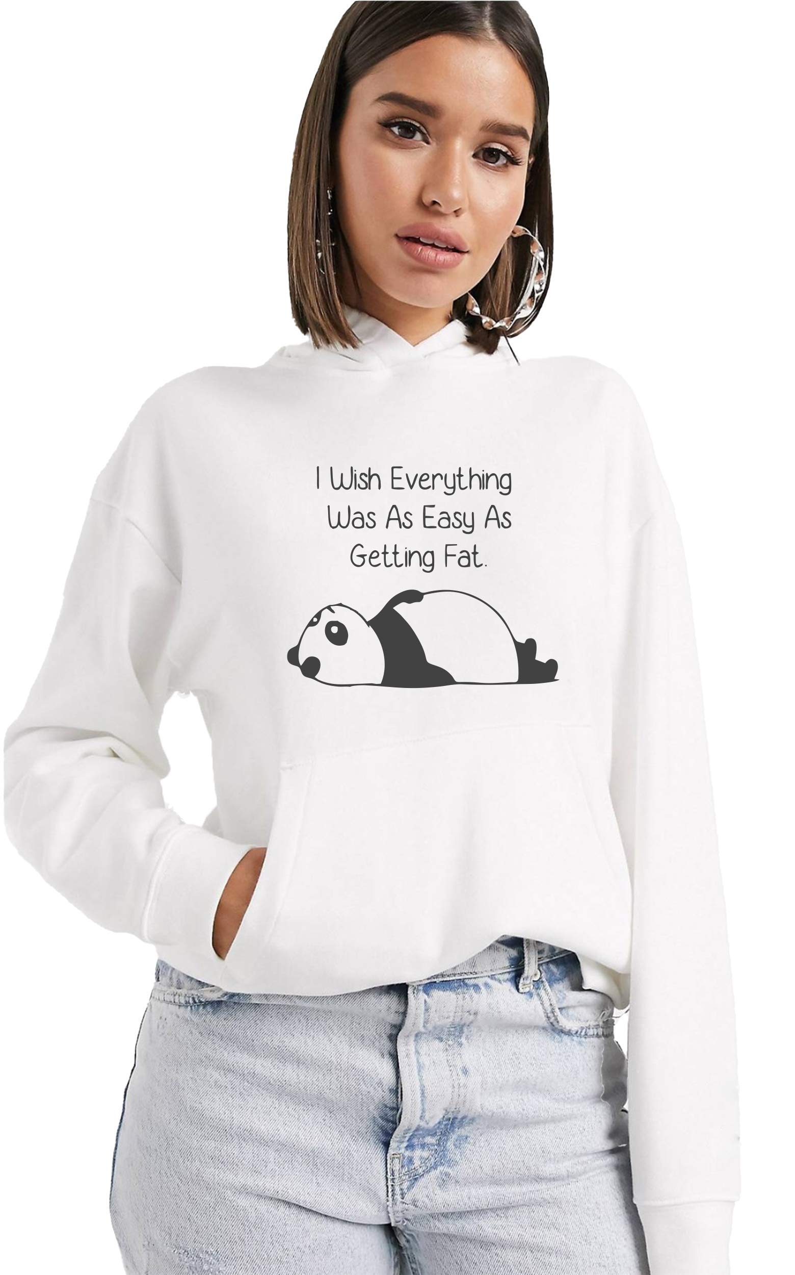 BE SAVAGEHdw White Getting Fat Panda Hoodie for Women