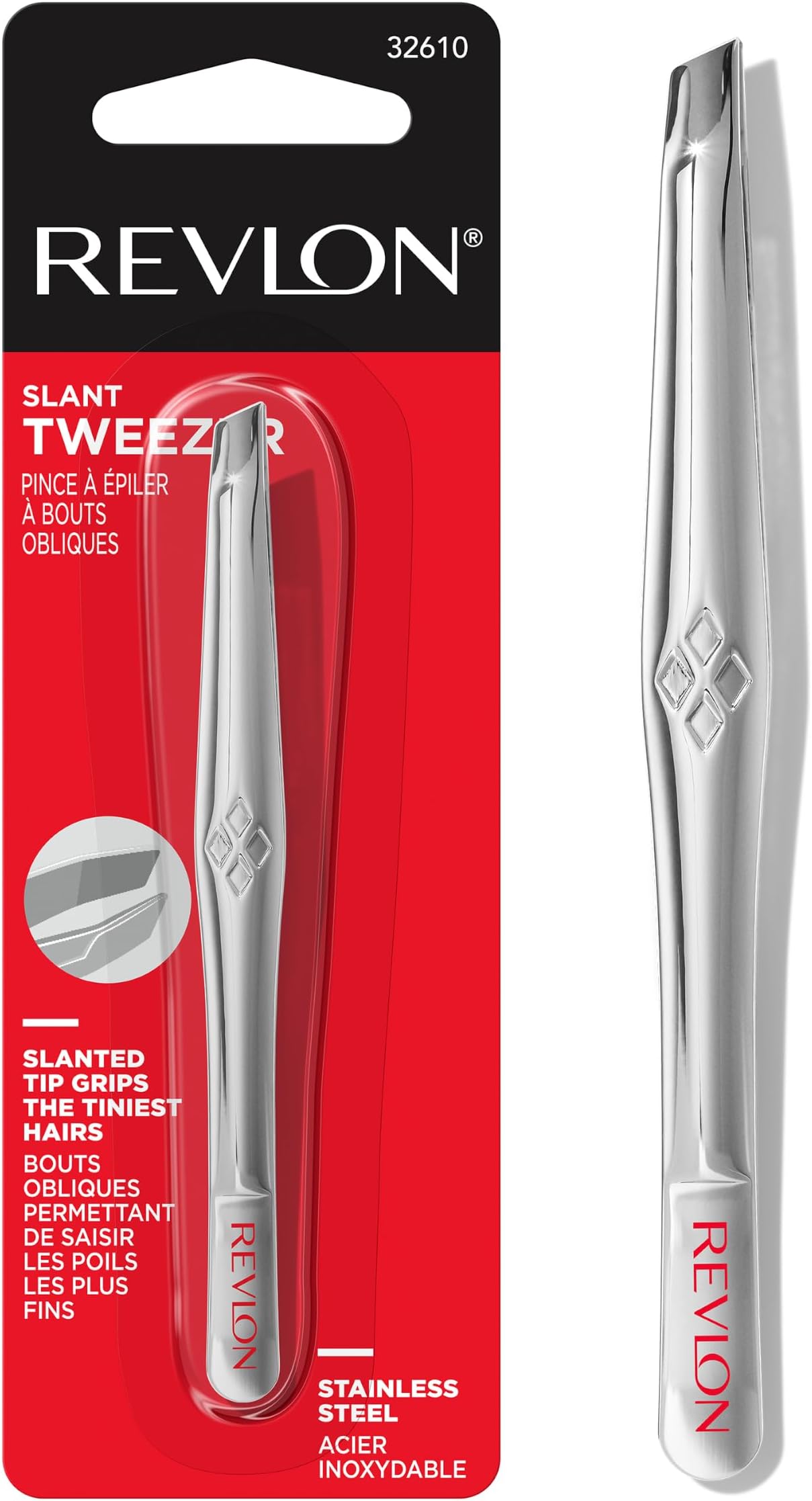 Tweezer, Slant Tip (Pack of 6) | High precision multipurpose slant tweezers with comfortable grip for easy hair removal. Made of stainless steel.