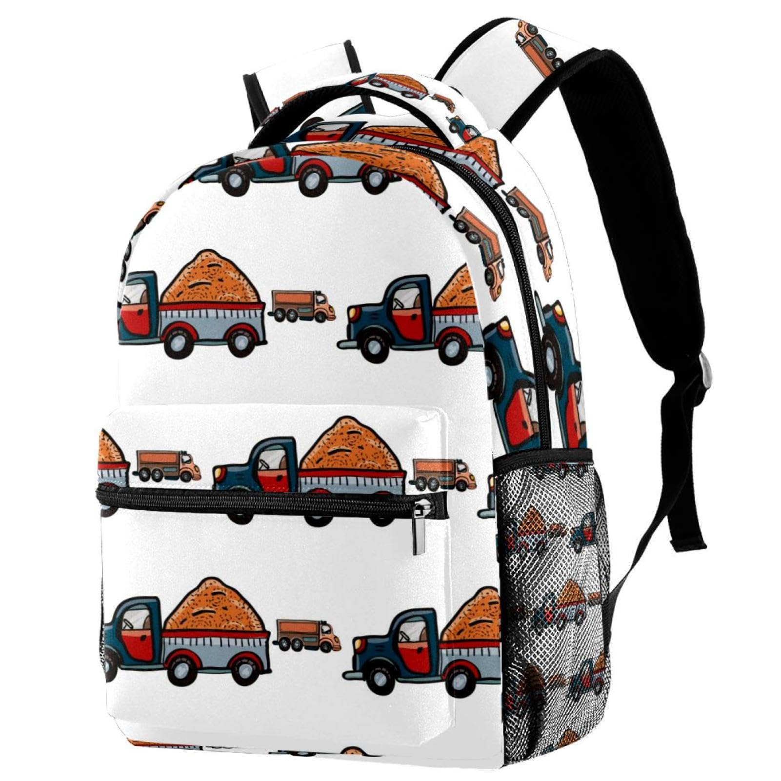 Sac à dos d'école motif camion et pick-up multicolore pour adolescents 40cm - 7