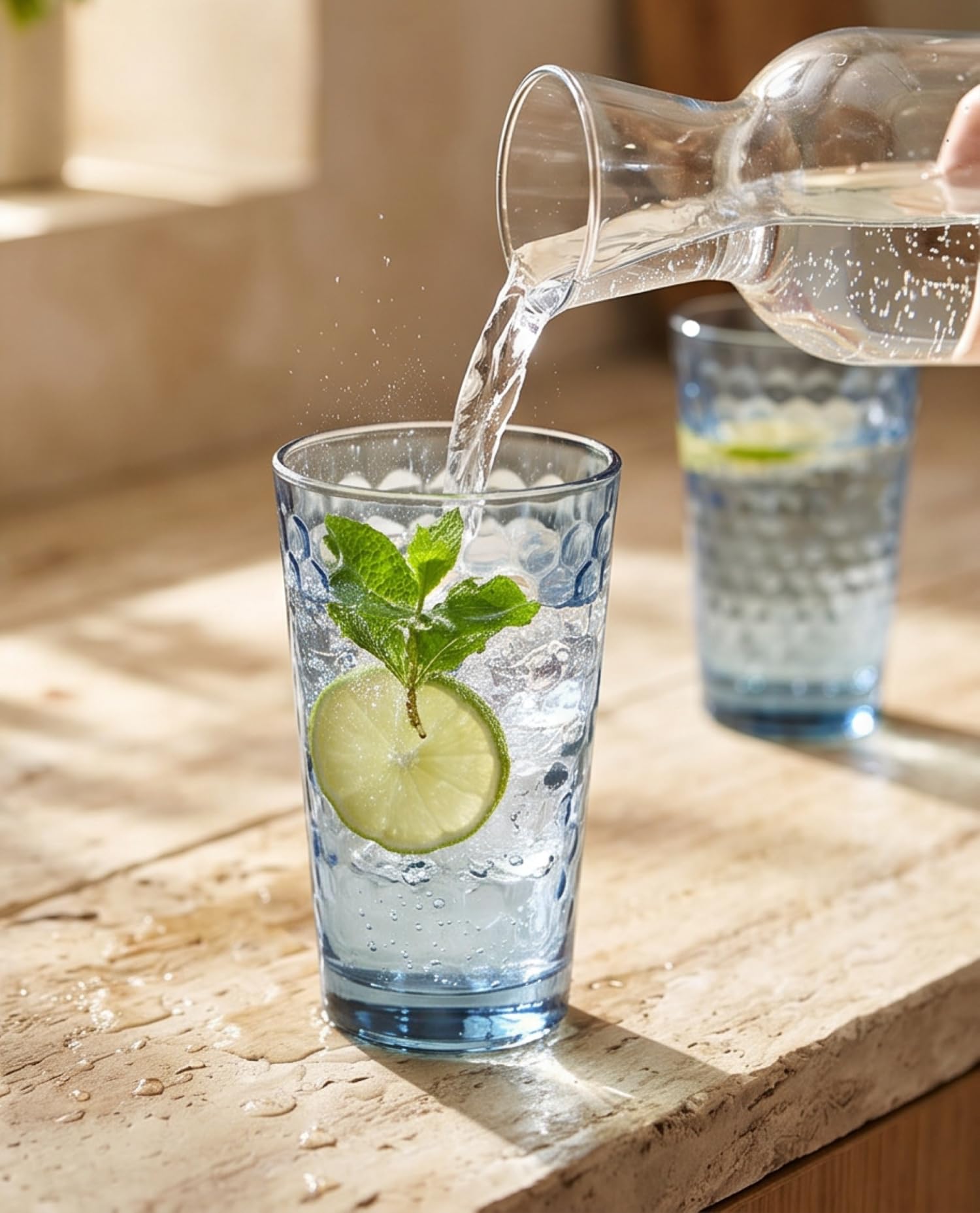 Ritzenhoff & Breker Zestaw szklanek do longdrinków Favo, 6-częściowy, niebieski, szkło