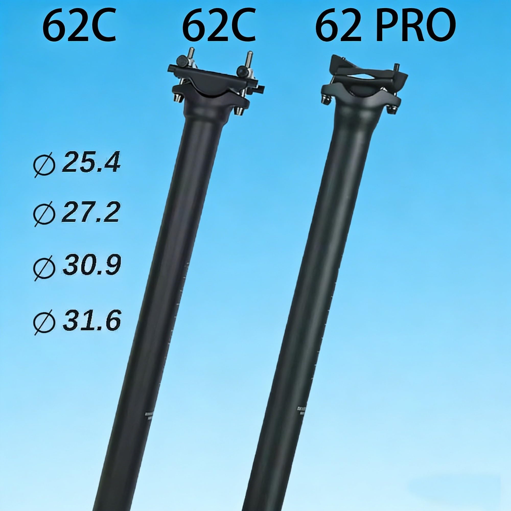 Selle de vélo Tige Elitaone de Selle de vélo en Carbone légère, Compatible Tige de Selle VTT