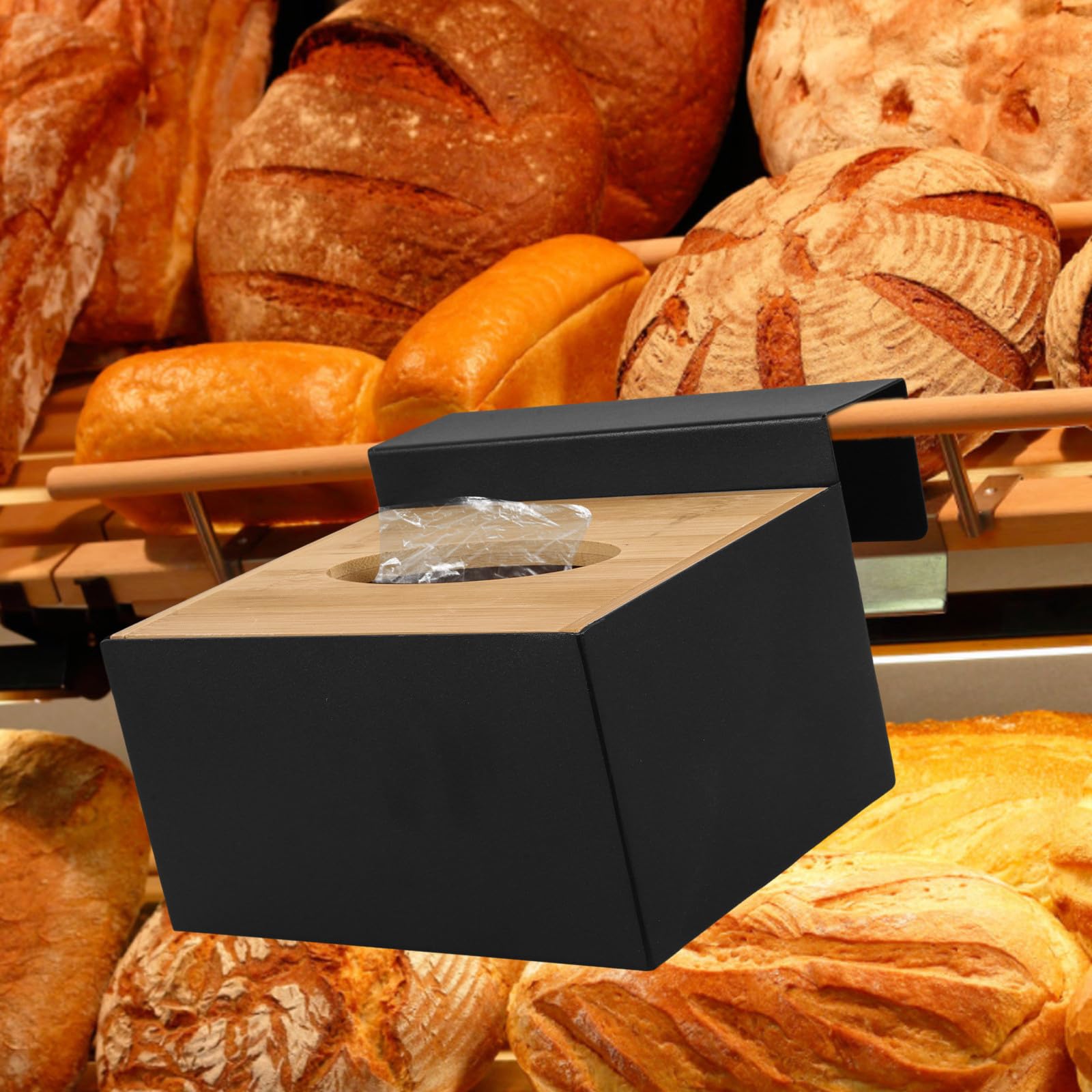 SHINEOFI Aufbewahrungsbox aus Edelstahl und Holz Einfache Elegante Aufbewahrung mit Großer Kapazität Praktische Wandhalterung für Einweghandschuhe für Familien und Badezimmer