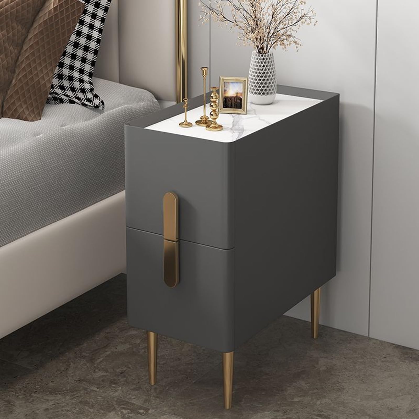 Nightstands For Small Narrow Spaces HOMESTOCK Gray Narrow End Table
