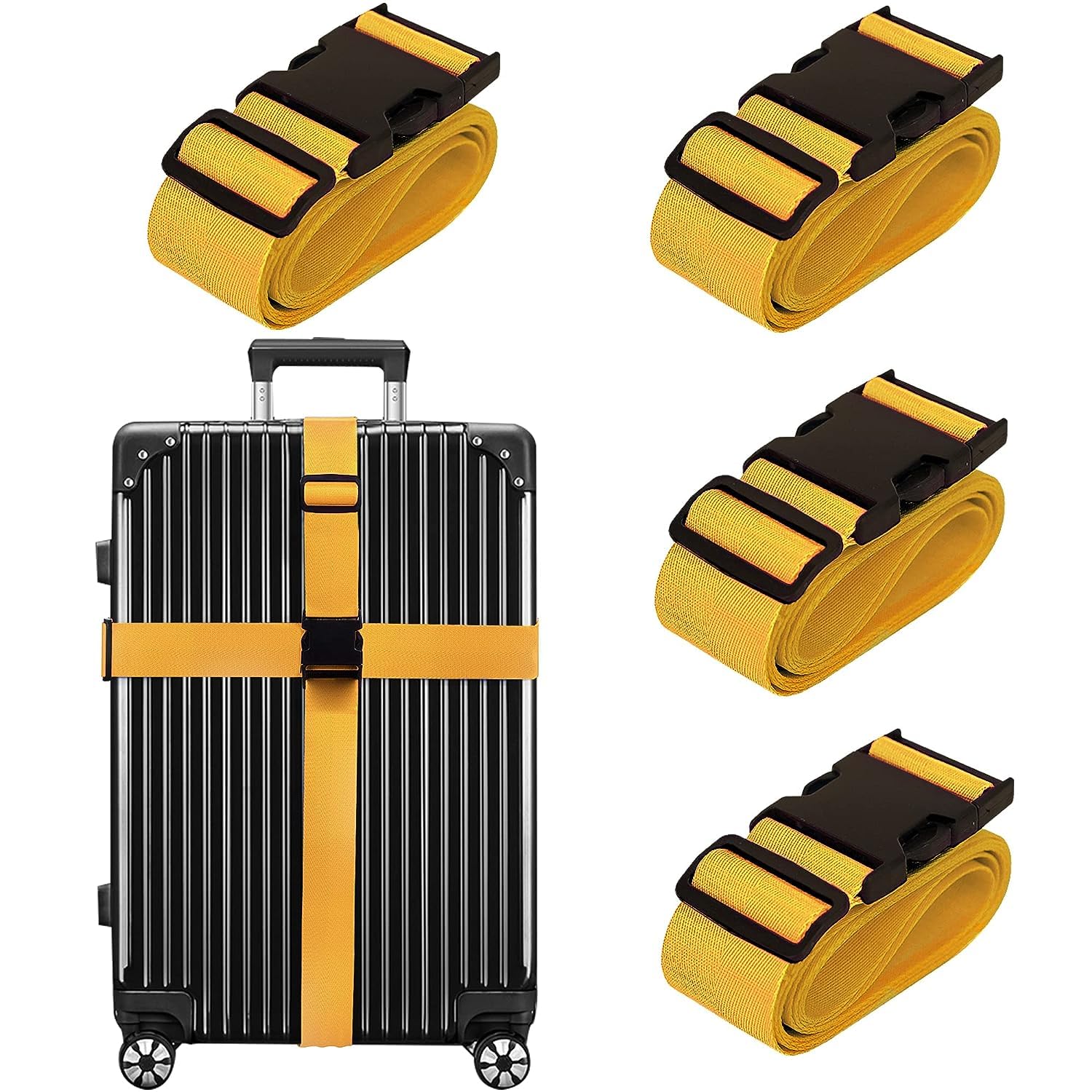 Dayish Luggage Strap for Suitcases, Straps Belts for Trolleys and All Kind of Luggages (4, Yellow)