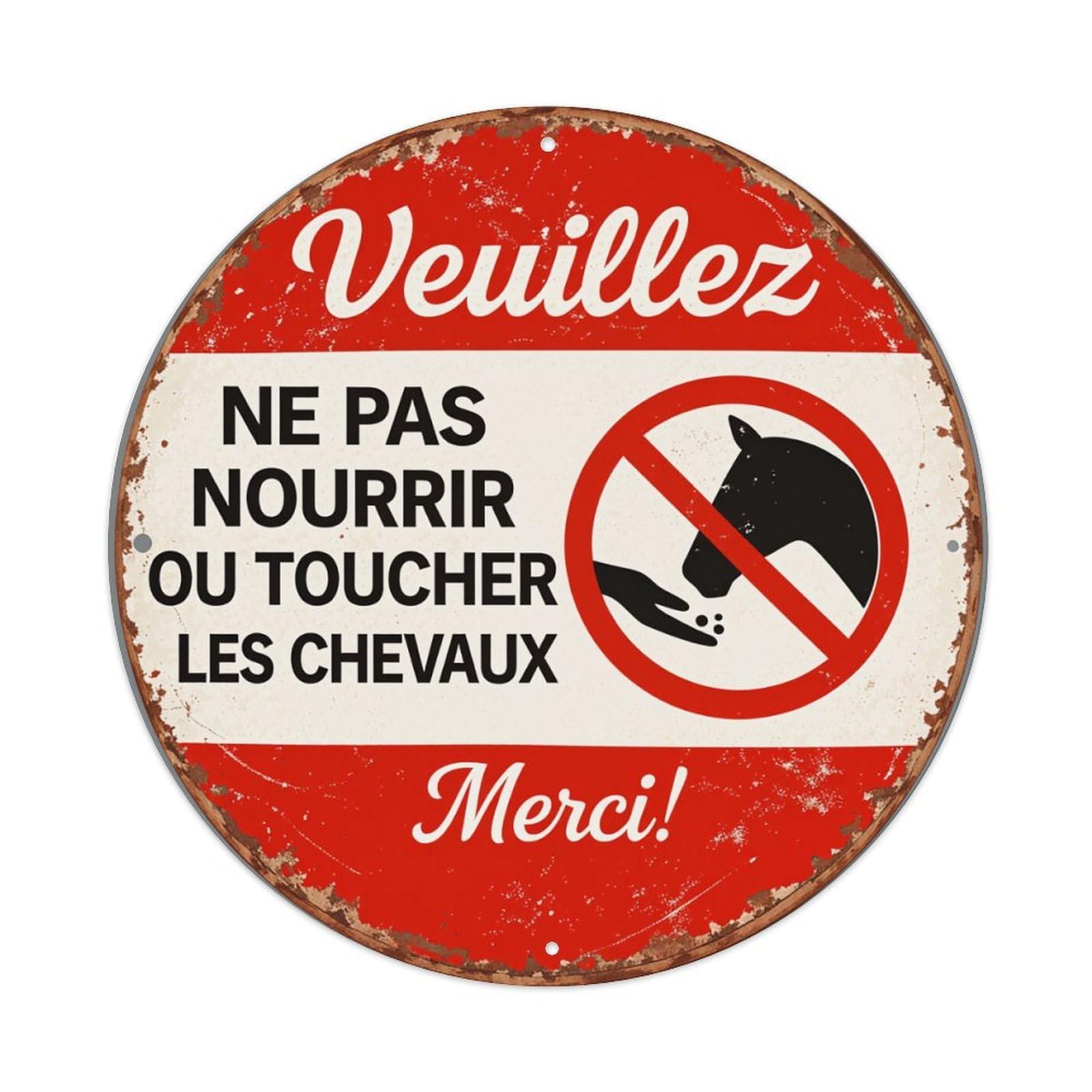 Please Do Not Feed Or Touch The Horses Thank You Round Tin Sign Retro Metal Sign for Cafe Bar Pub Home Game Room Gym Club Wall Decoration Vintage Metal Poster 8x8 Inch