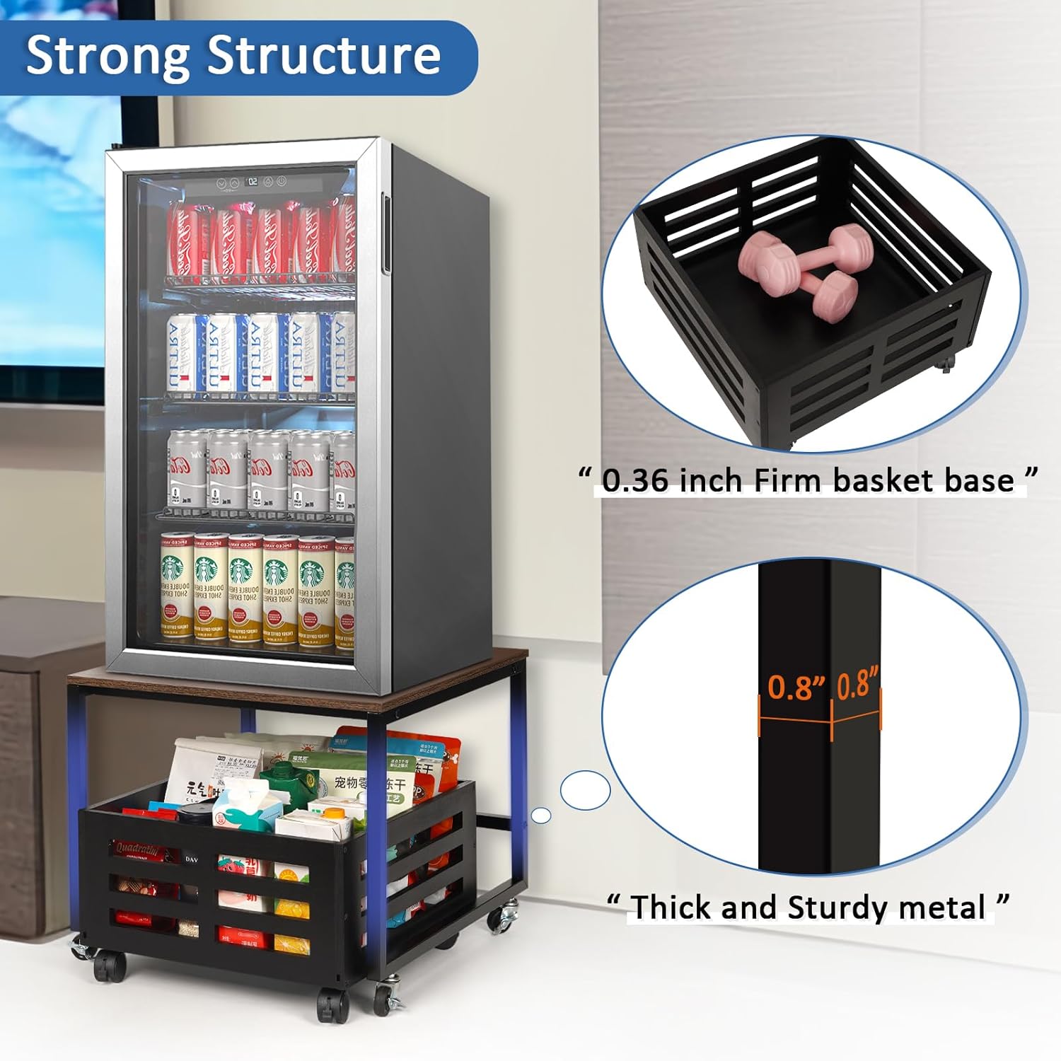 Sturdy and functional mini fridge stand