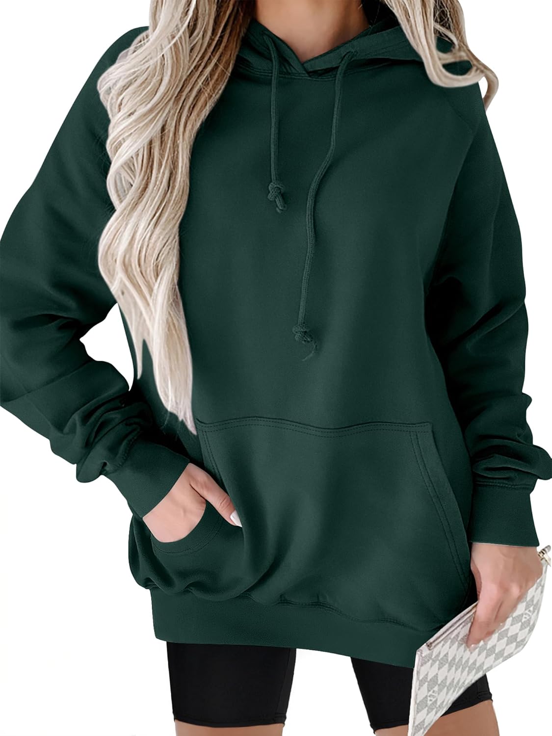ANRABESS Women Hoodies Long Sleeve Loose Fit Fleece Hooded Sweatshirts Drawstring Pullover Top With Pockets 2025 Fall Outfits