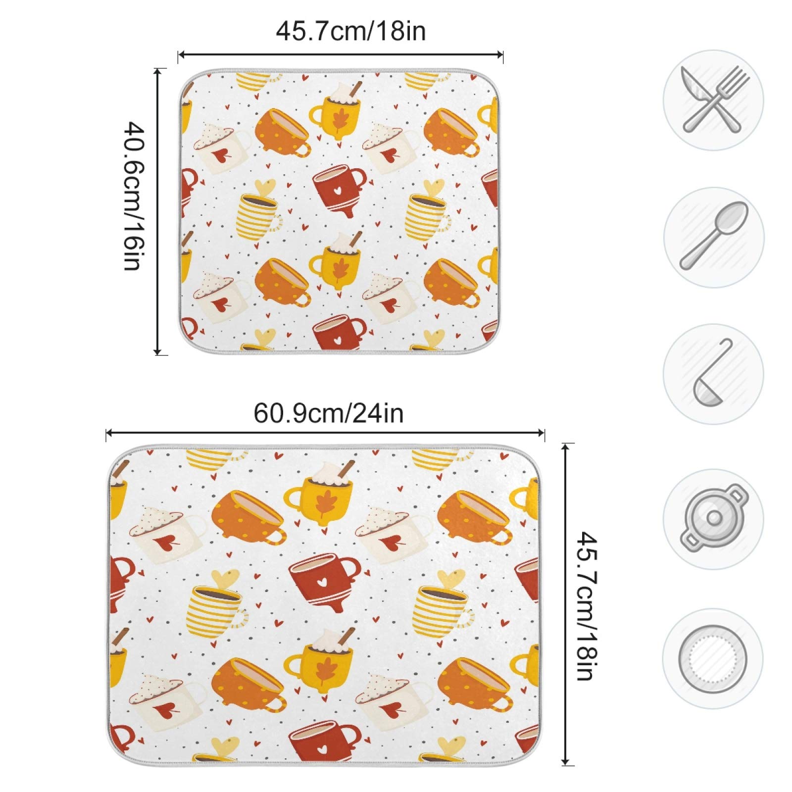 Tappetino Assorbente Per Piatti In Microfibra - Reversibile, 45,5 X 61 Cm, Con Passante Per Appendere