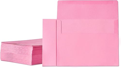 Sobres de invitación, paquete de 100 sobres de 5 x 7 pulgadas, sobres A7 para invitaciones, color rosa, 5 14 x 7 14 pulgadas