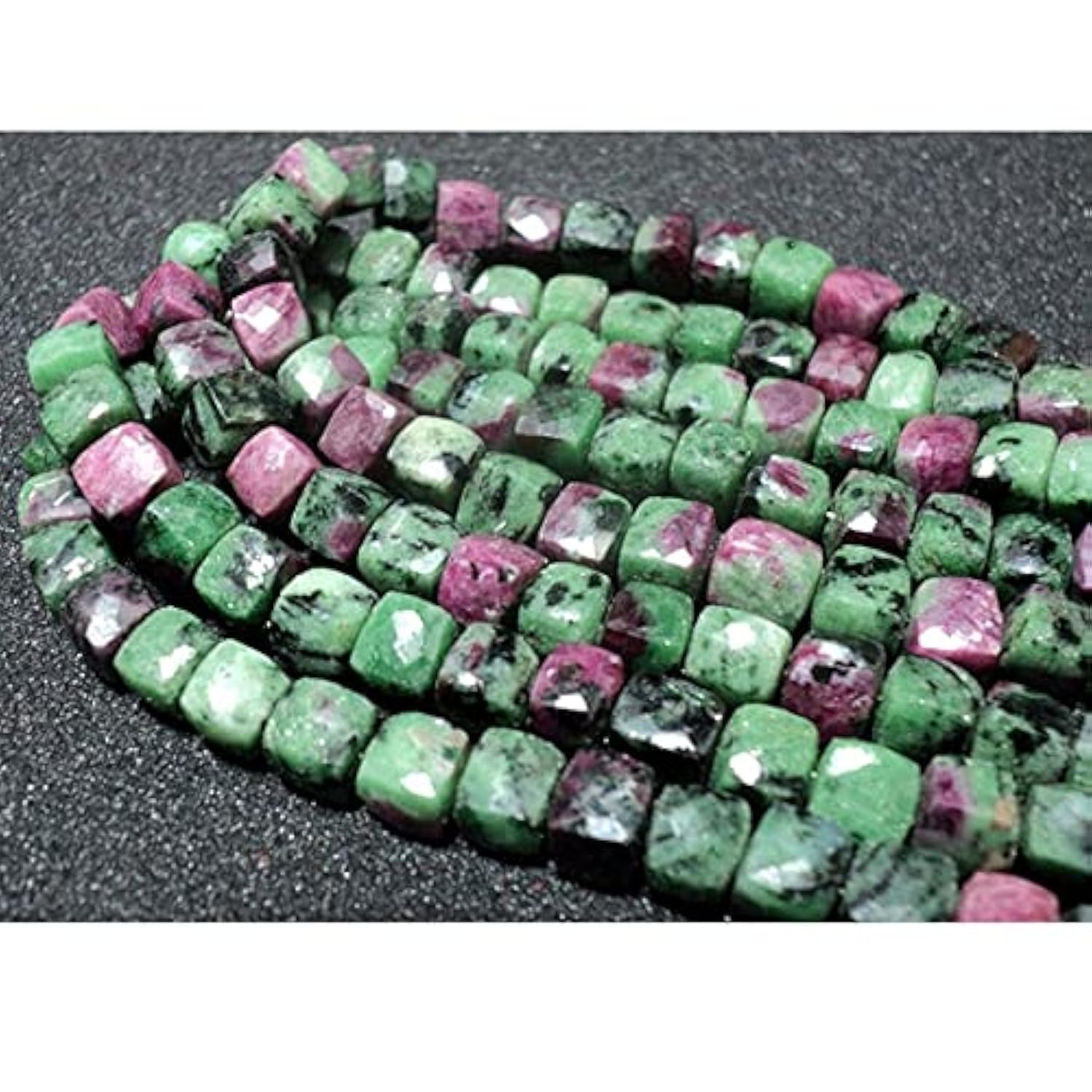 Perles Rubis Zoïsite facettées 8mm en fil de 8 pouces pour création de bijoux uniques