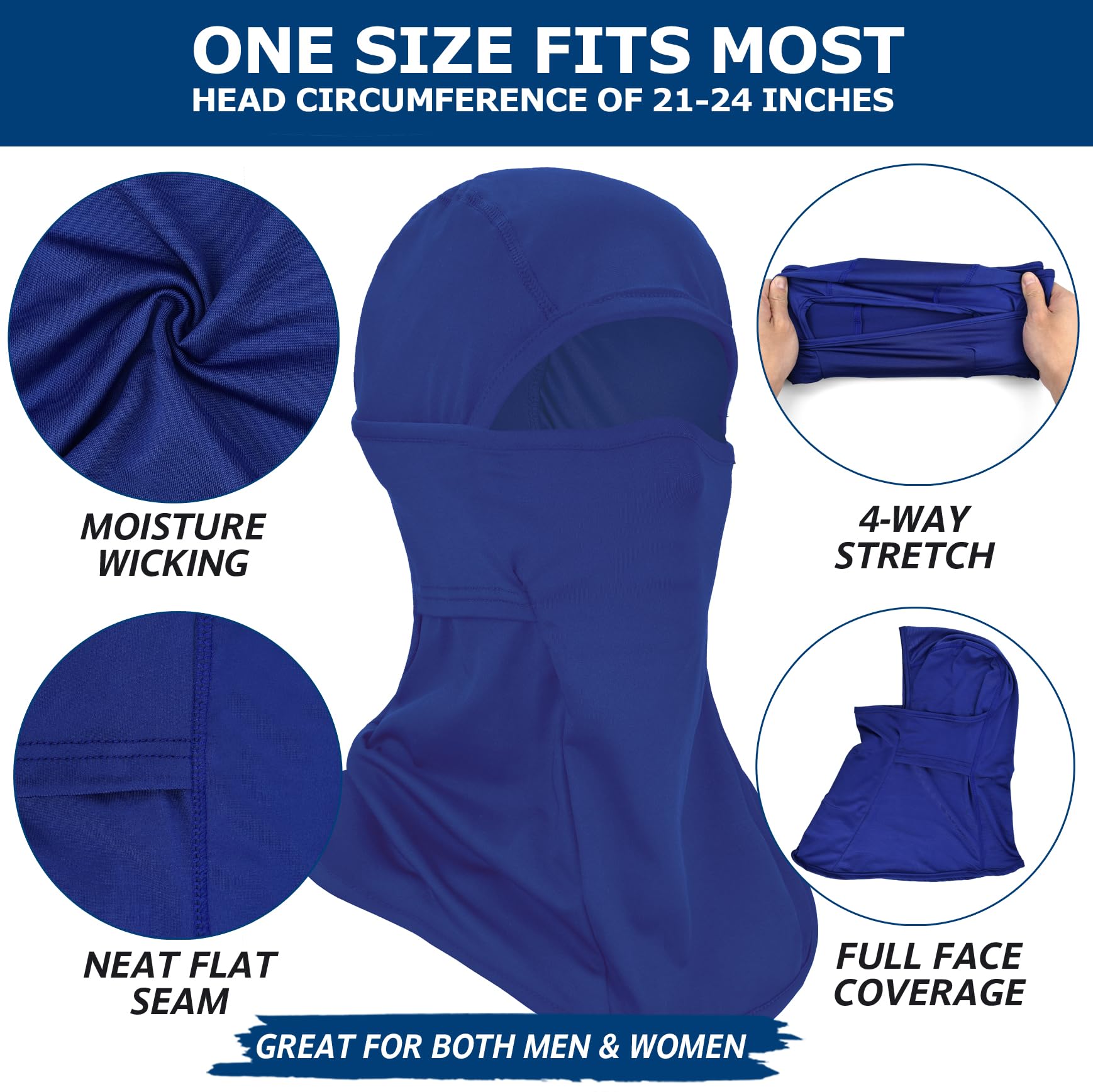 Headshion Kühlende Sturmhaube, Gesichtsmaske für Herren und Damen, Sommer, 2er-Pack, leichte Skimaske, Helmfutter mit langer Halsabdeckung
