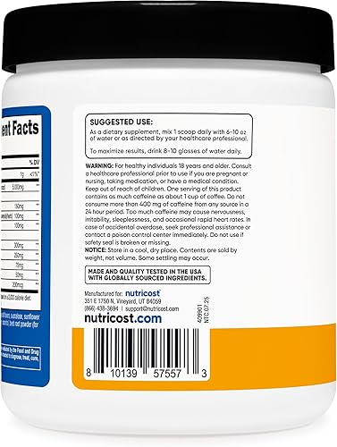 Miniatura 4 de Nutricost Creatine + Energy 30 porciones (sabor a mango y melocotón)  5,000 mg de monohidrato de creatina + 350 mg de complejo energético por porción