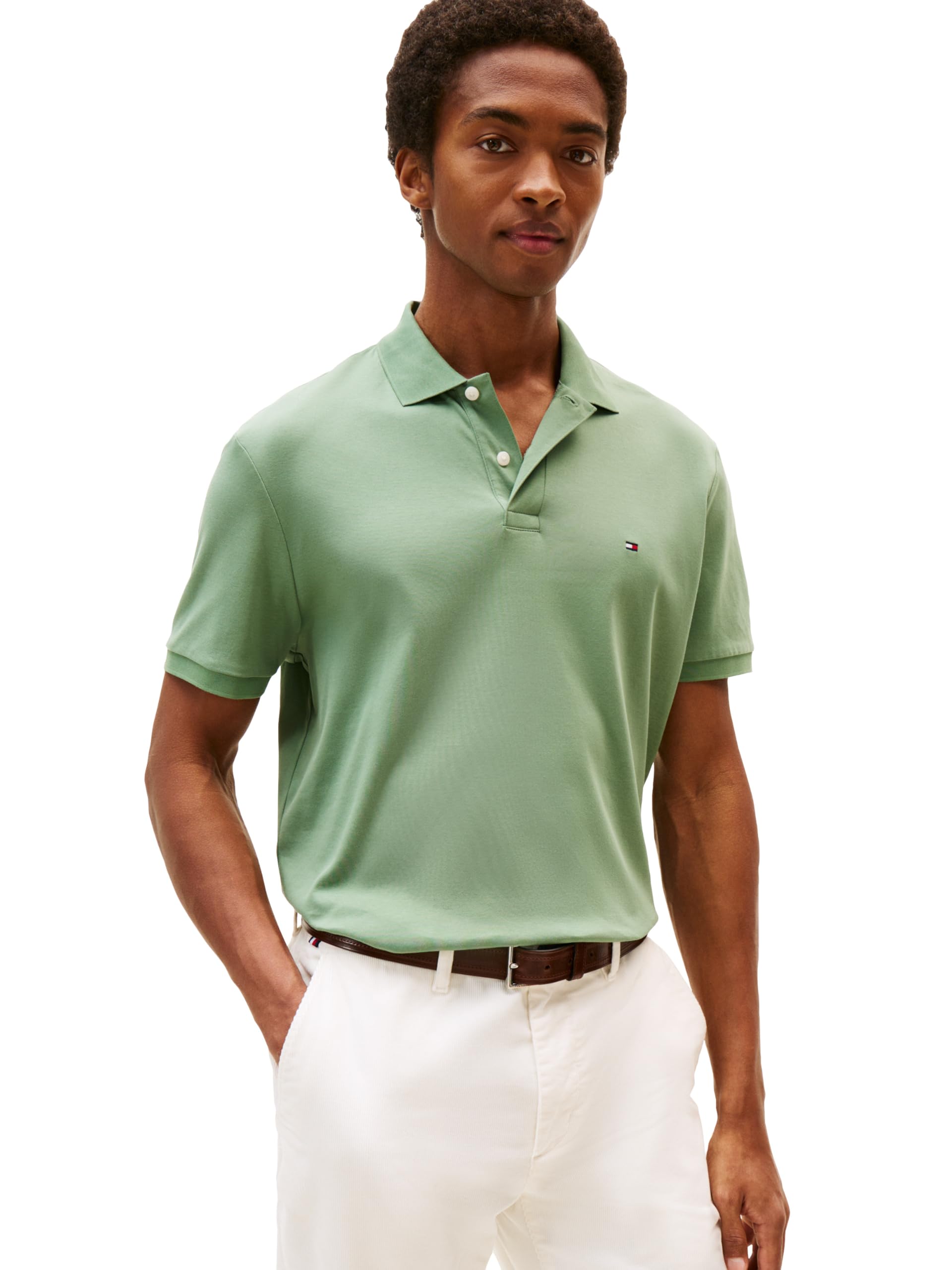 Tommy Hilfiger Liquid Cotton Essential Reg Polomw0mw35585 Polo Esencial de algodón líquido Hombre (Pack de 1)