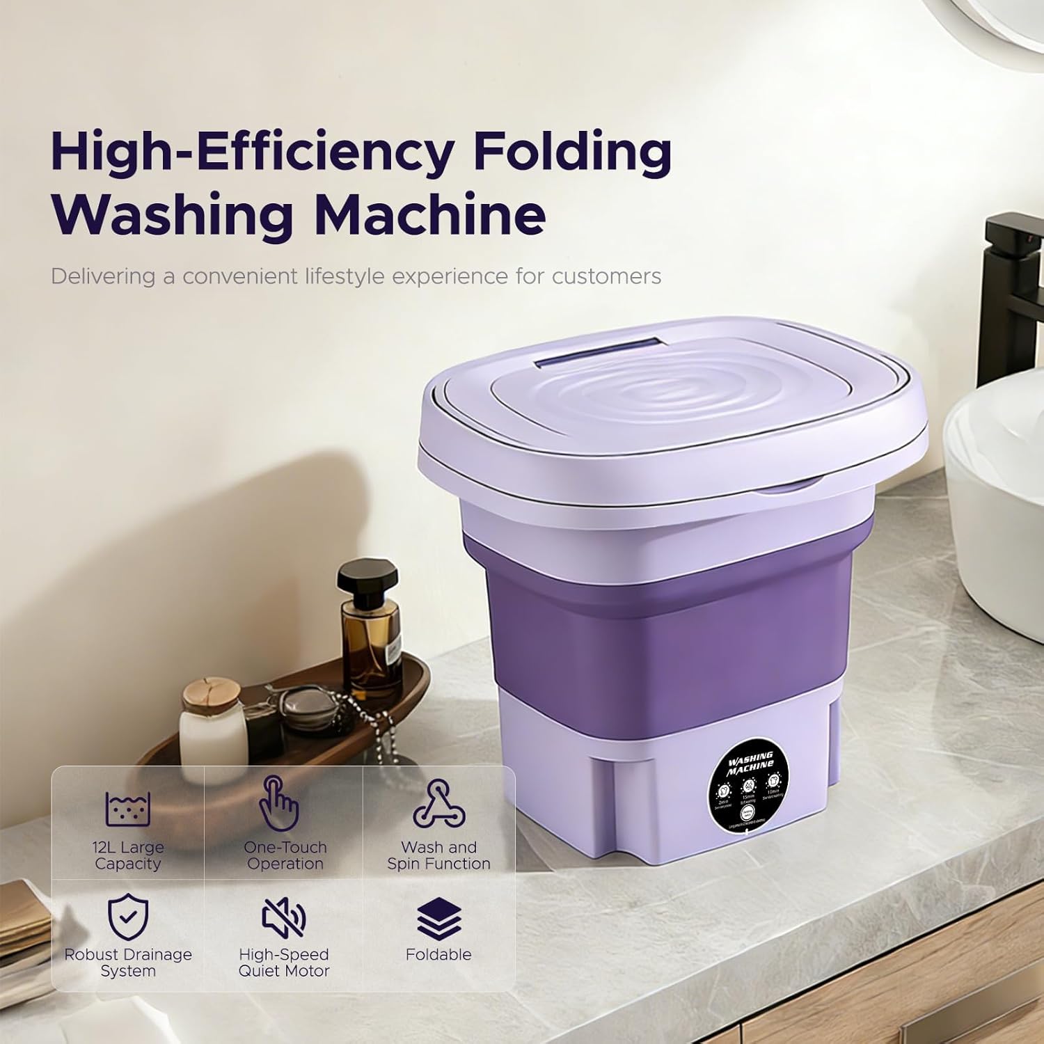 8L Portable Washing Machine with Spin Dryer, 2-in-1 Foldable Mini Machine & Touchscreen One-Button Operation Small Washing Machine for Baby Clothes, Underwear, Camping, Dorm, Apartments,Mint green