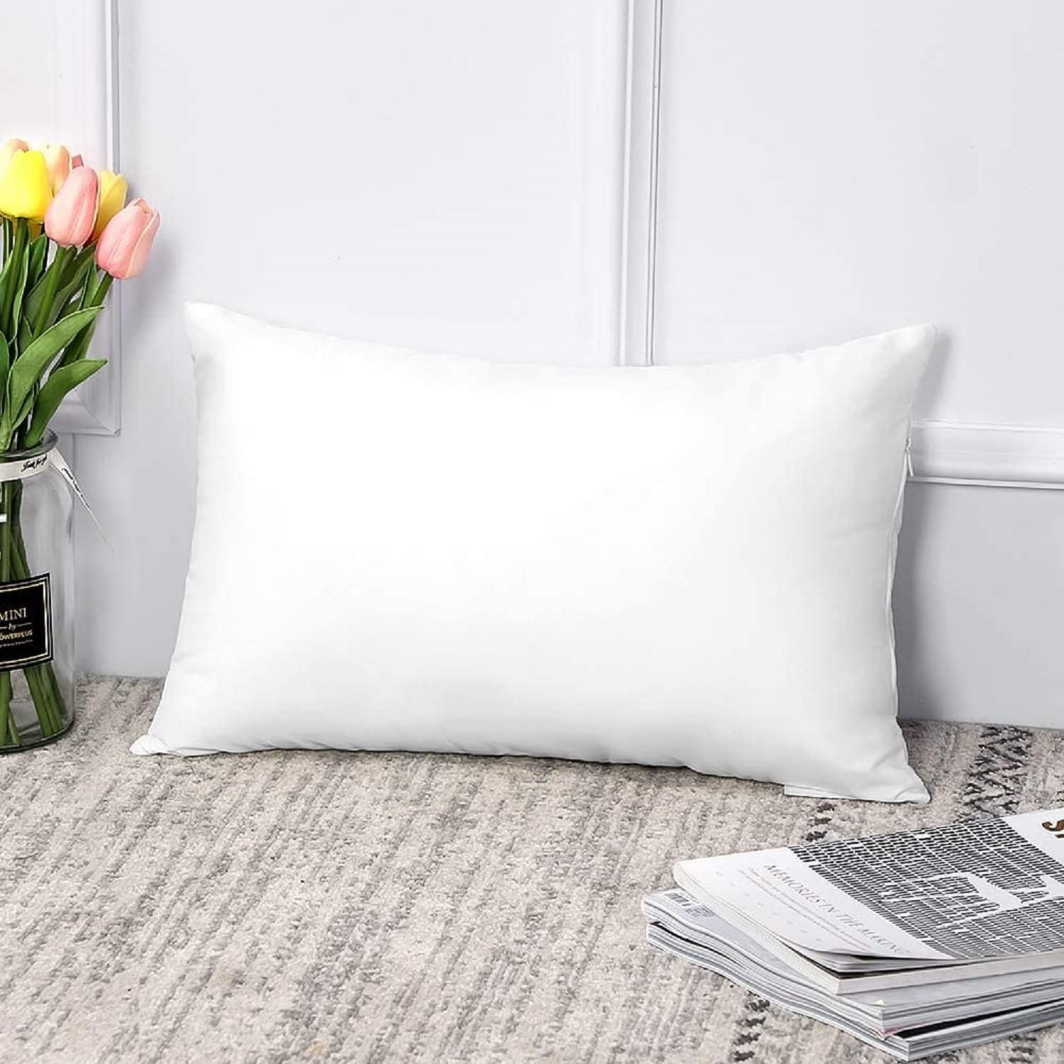 Kuber Industries Luxurious 1 Piece Microfiber Pillow Filler - 16X24 Inch, White - Ctktc22178(Microfiber)