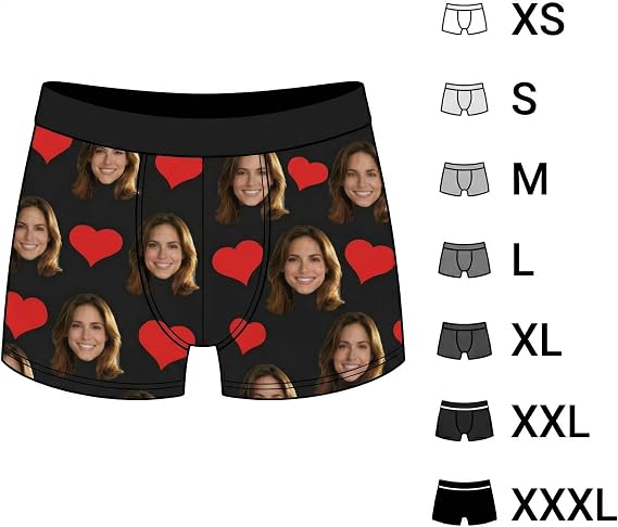 Custom Photo Boxer Briefs for Men - Personalized Gift with Face for Husband, Boyfriend, Dad - Funny Valentine's Day & Birthday Gift